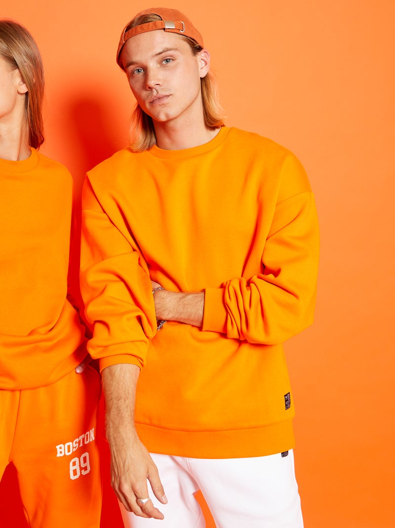 Sudadera lisa de felpa naranja - Kiabi