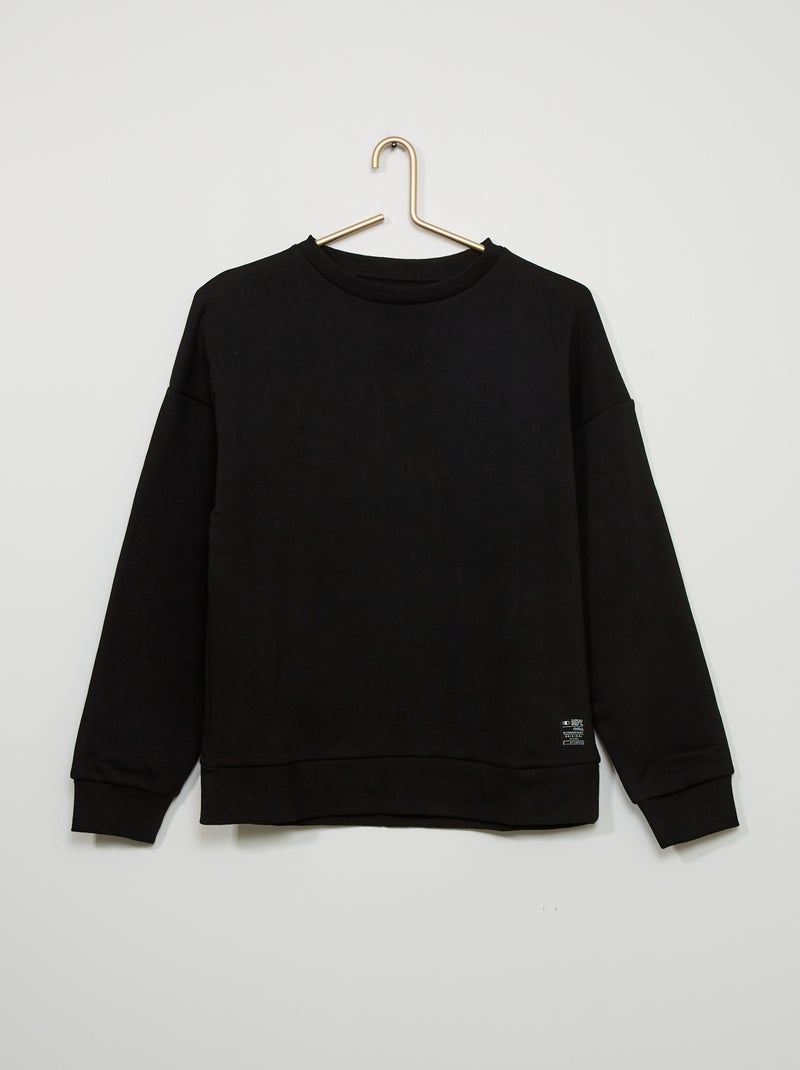 Sudadera lisa de felpa negro - Kiabi