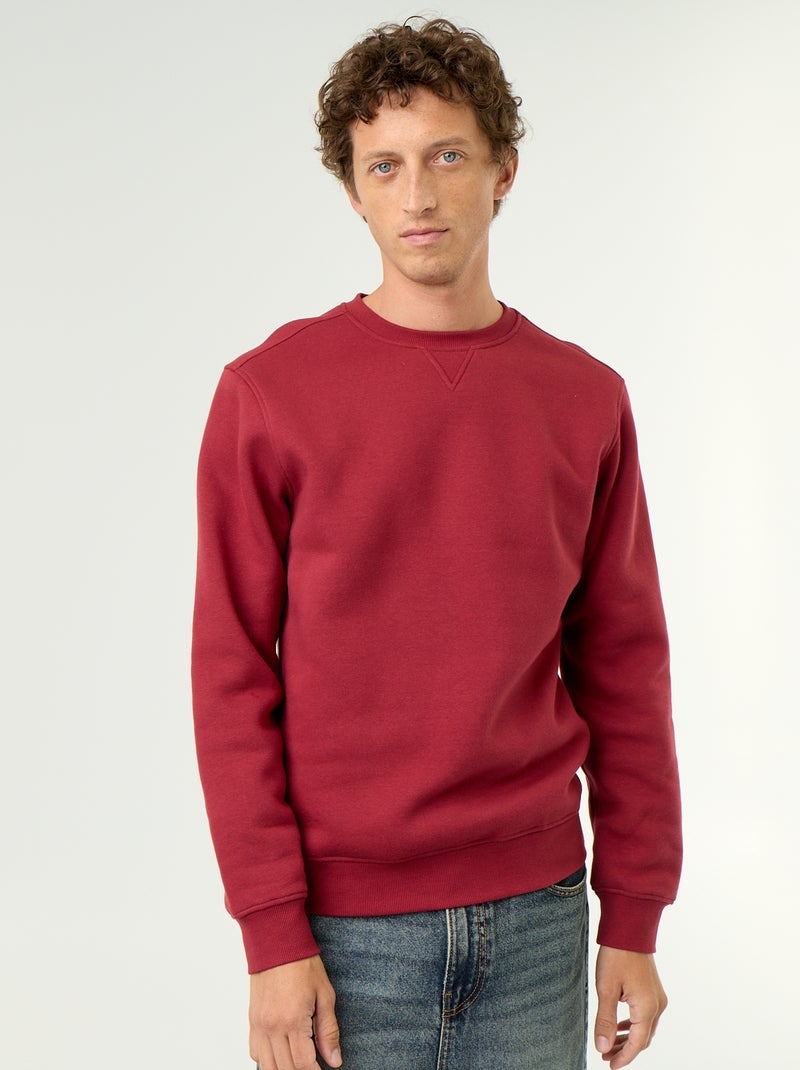 Sudadera lisa de felpa perchada Rojo - Kiabi