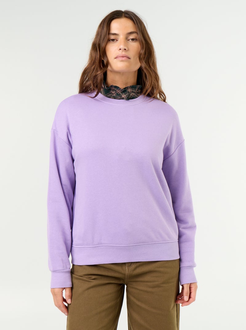 Sudadera lisa de felpa Purpura - Kiabi