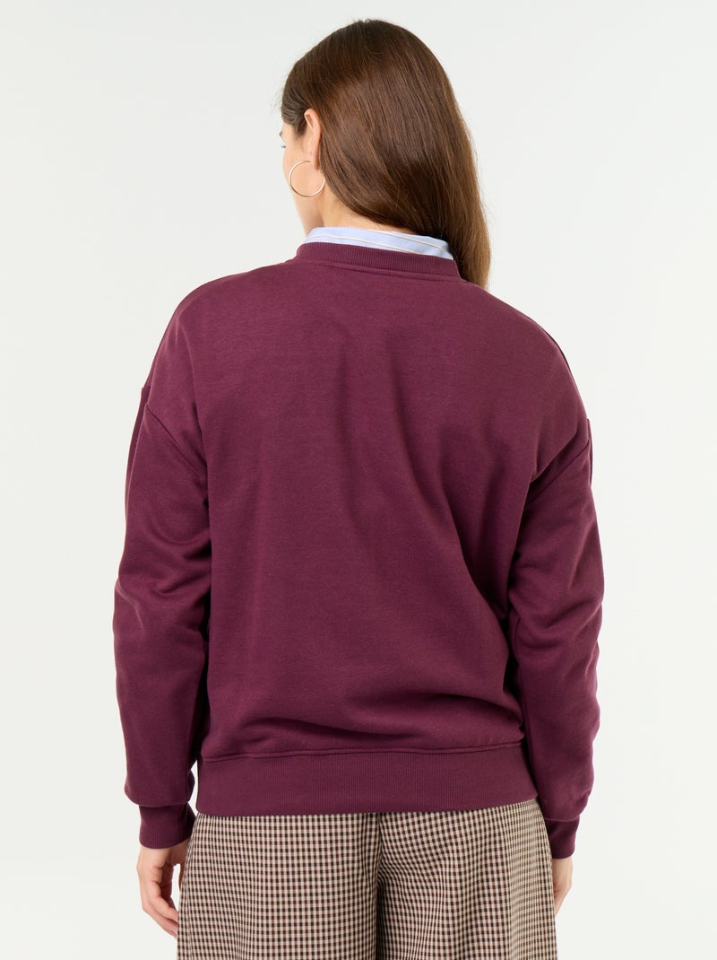 Sudadera lisa de felpa Rosa - Kiabi