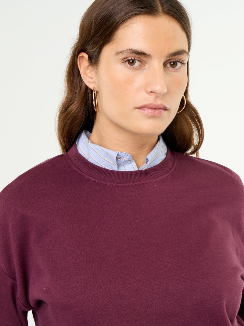 Sudadera lisa de felpa Rosa - Kiabi