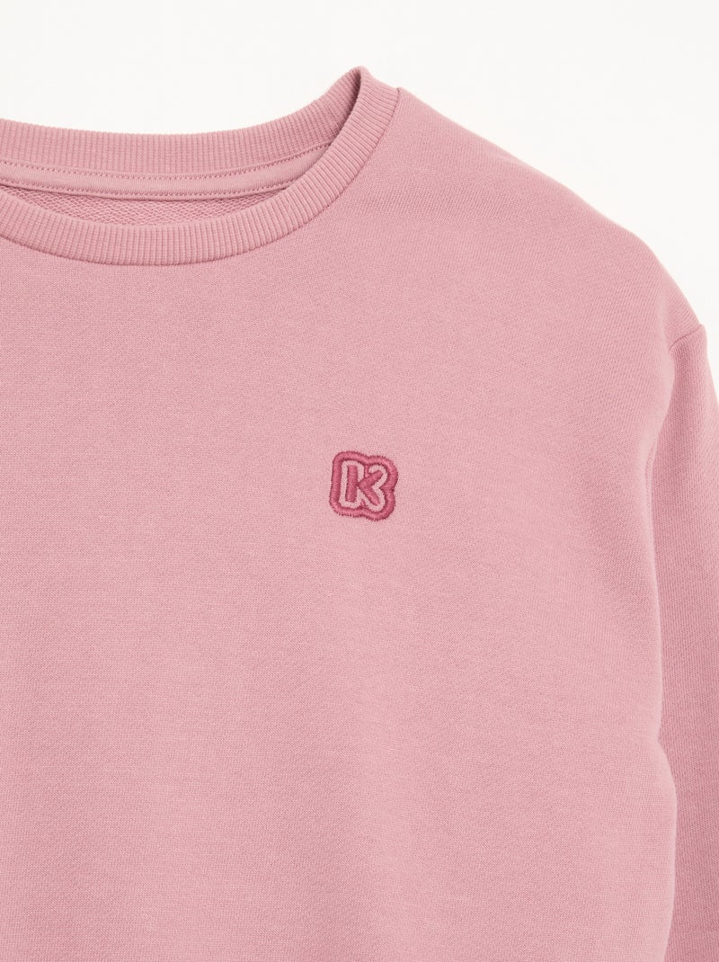 Sudadera lisa de felpa sin cepillar para niña - Kiabi Rosa - Kiabi