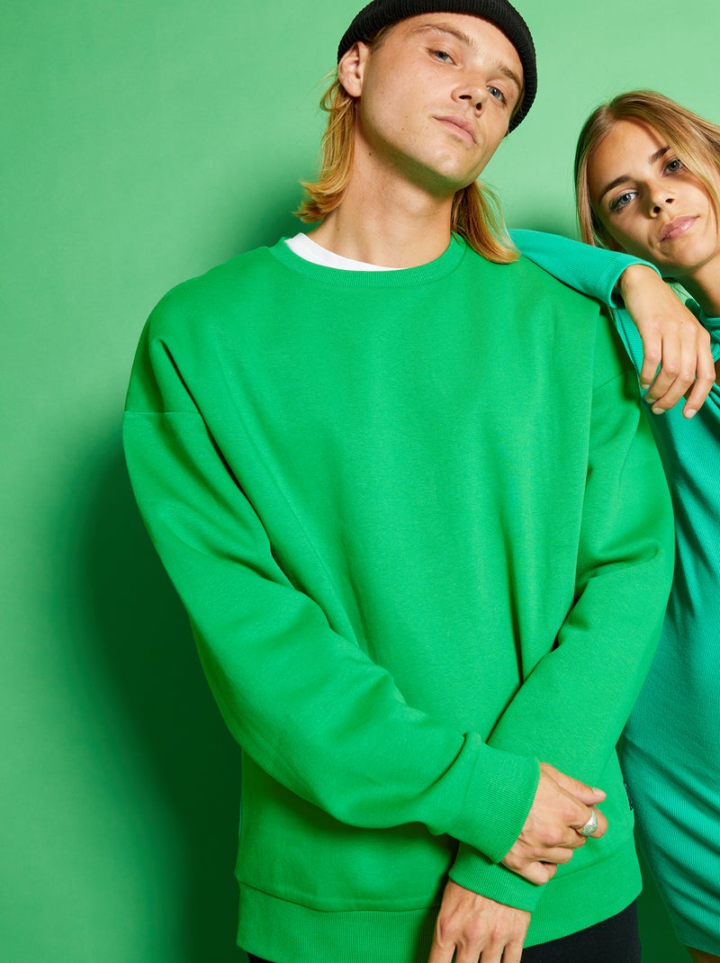 Sudadera lisa de felpa VERDE - Kiabi