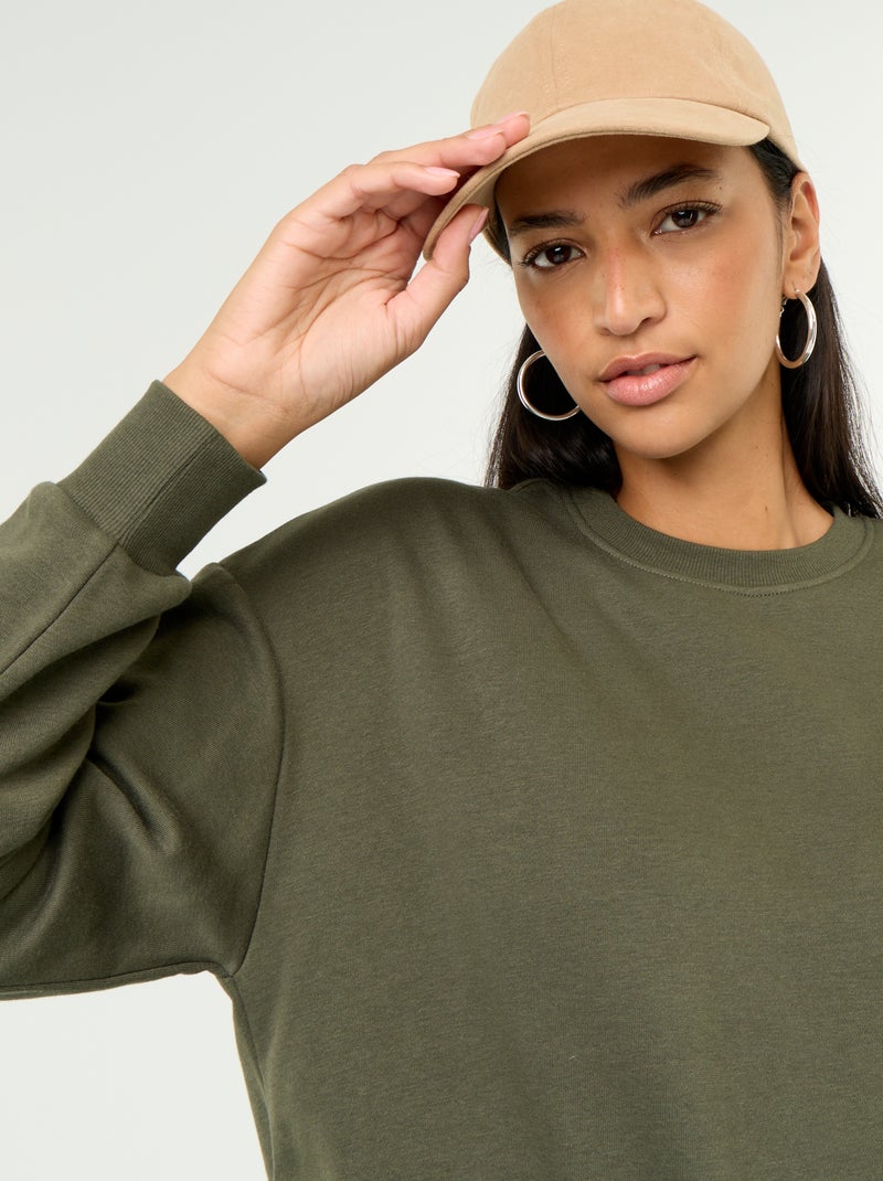 Sudadera lisa de French Terry Verde - Kiabi