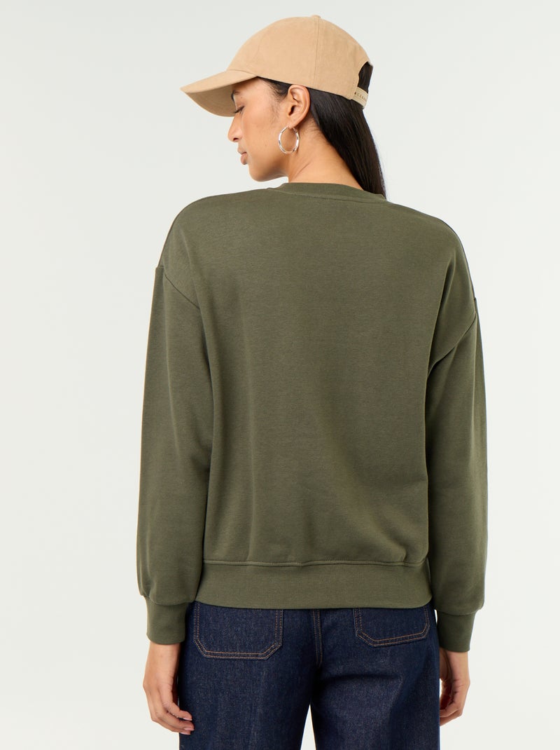 Sudadera lisa de French Terry Verde - Kiabi