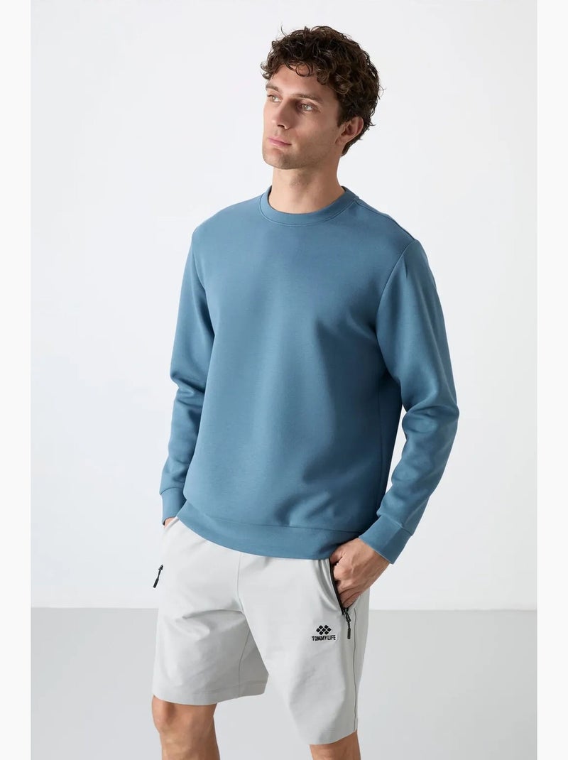 Sudadera lisa de hombre con cuello redondo tommy Azul - Kiabi