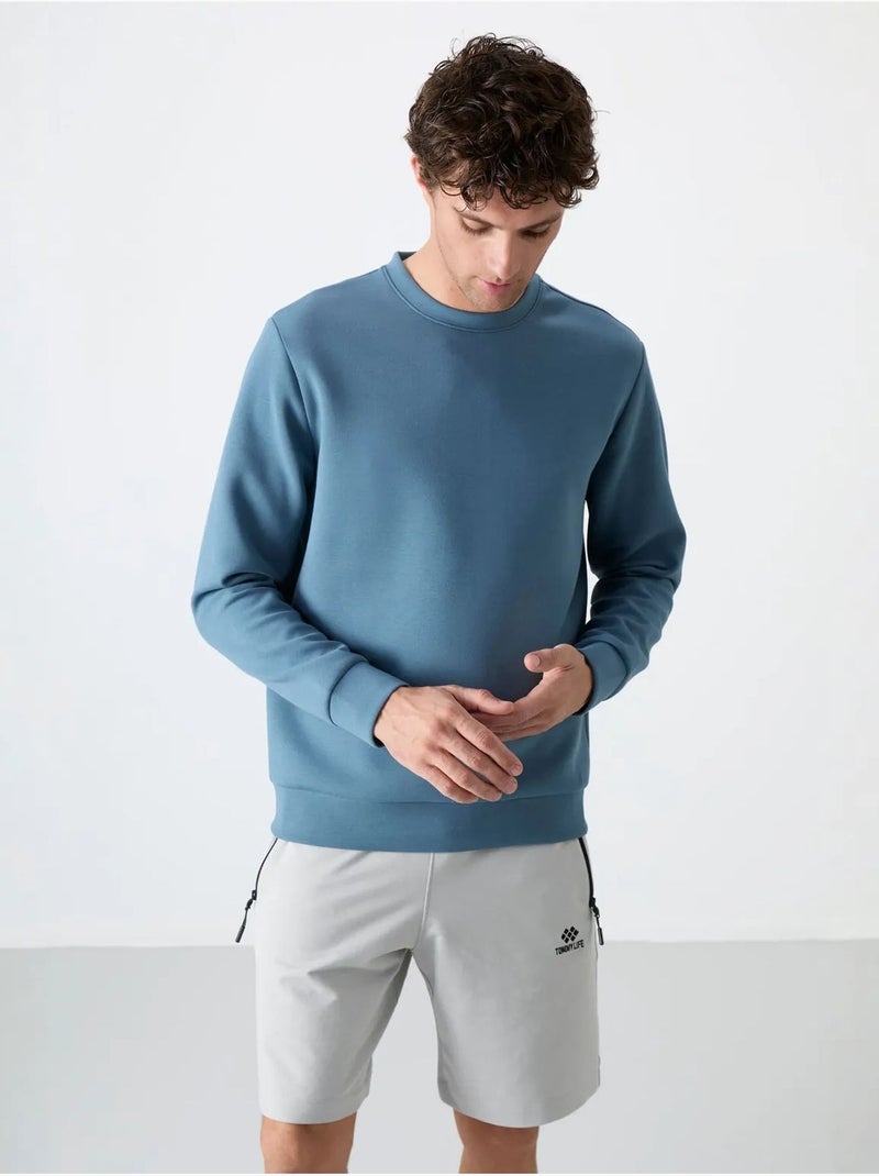 Sudadera lisa de hombre con cuello redondo tommy Azul - Kiabi
