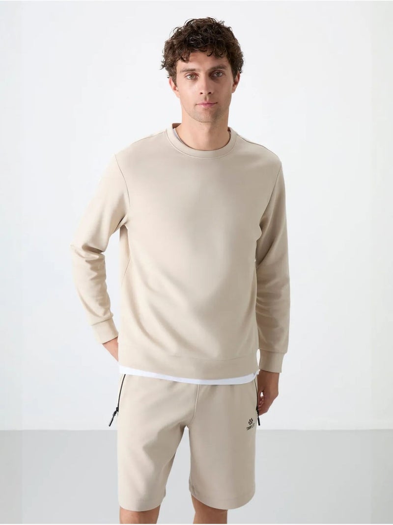 Sudadera lisa de hombre con cuello redondo tommy Beige arcilla - Kiabi