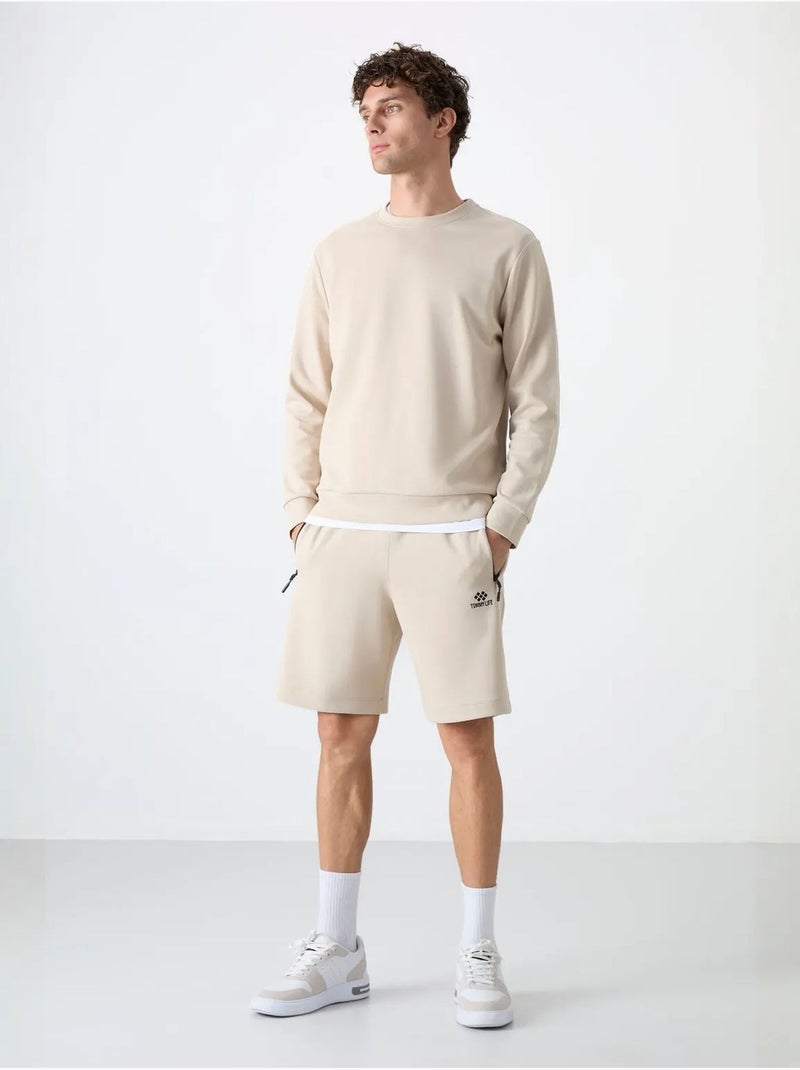Sudadera lisa de hombre con cuello redondo tommy Beige arcilla - Kiabi