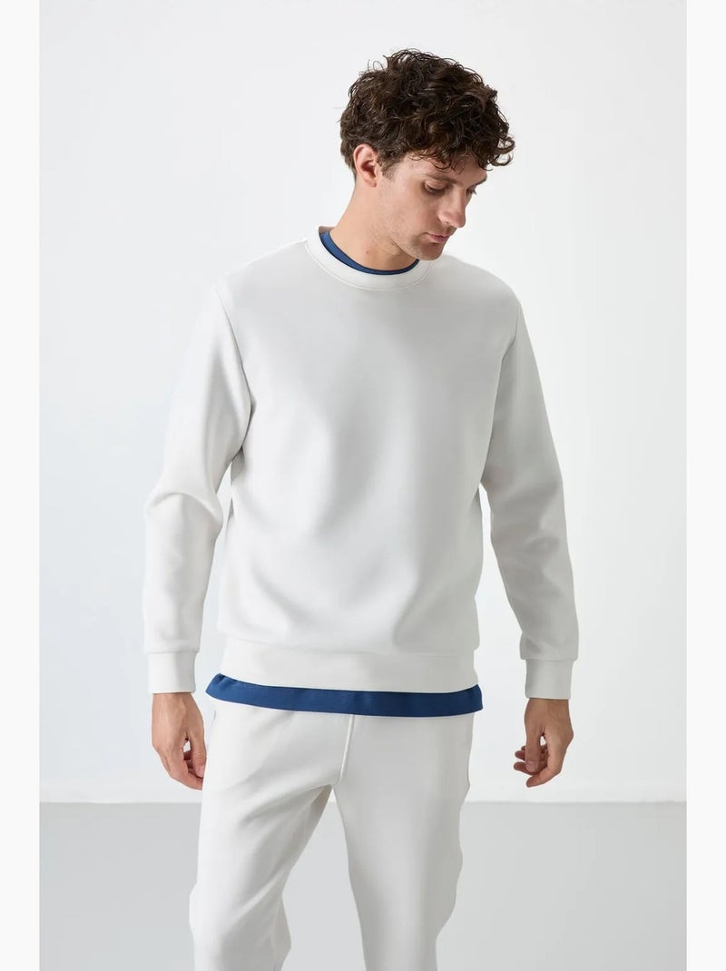 Sudadera lisa de hombre con cuello redondo tommy Blanco roto - Kiabi