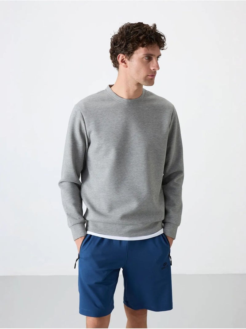 Sudadera lisa de hombre con cuello redondo tommy Gris claro - Kiabi