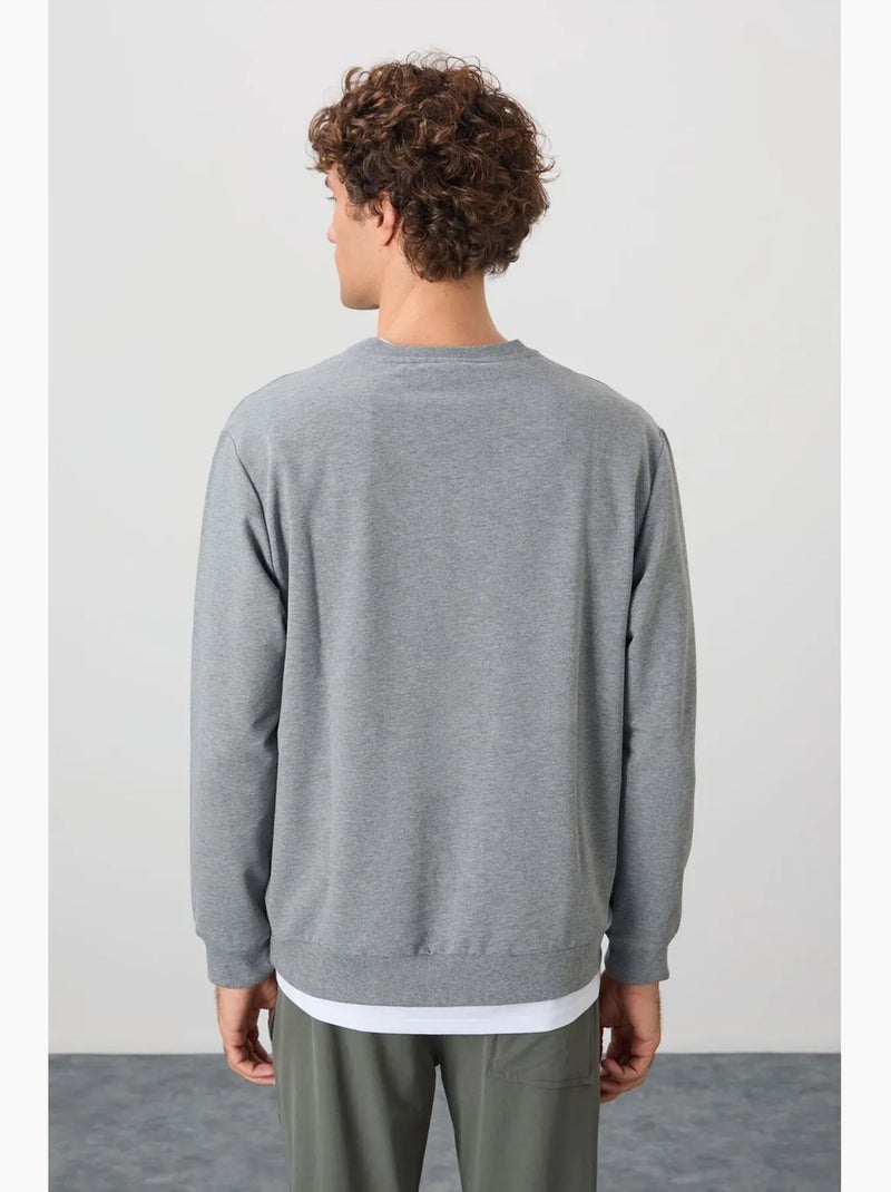 Sudadera lisa de hombre con cuello redondo tommy Gris claro - Kiabi