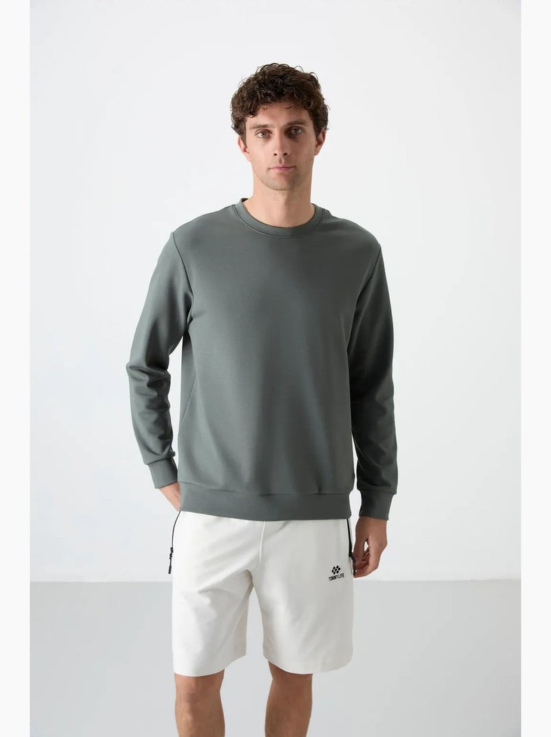 Sudadera lisa de hombre con cuello redondo tommy Gris - Kiabi