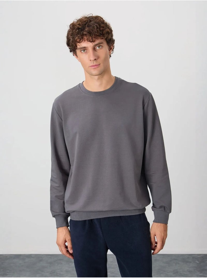 Sudadera lisa de hombre con cuello redondo tommy Gris negro - Kiabi