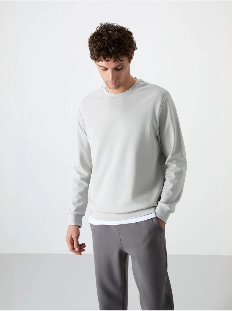 Sudadera lisa de hombre con cuello redondo tommy Gris perla - Kiabi