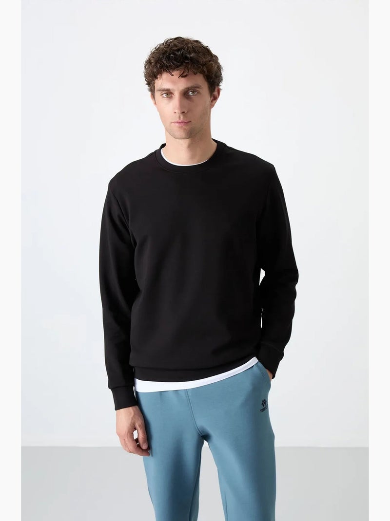 Sudadera lisa de hombre con cuello redondo tommy Negro - Kiabi