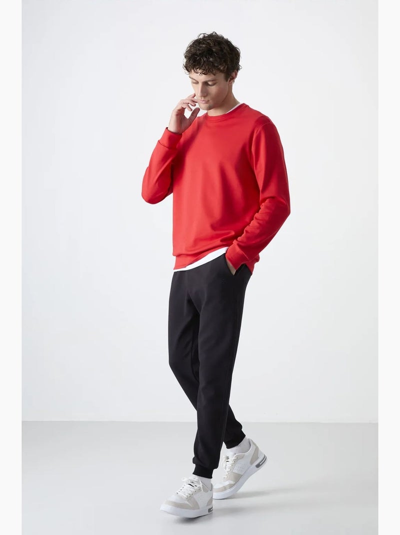 Sudadera lisa de hombre con cuello redondo tommy Rojo - Kiabi