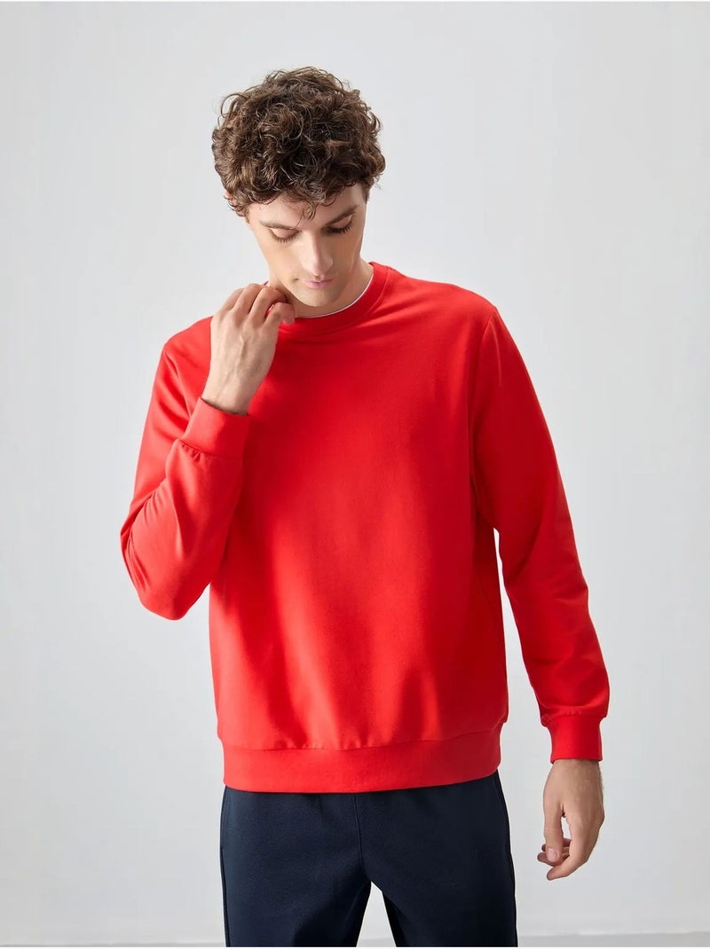Sudadera lisa de hombre con cuello redondo tommy Rojo - Kiabi