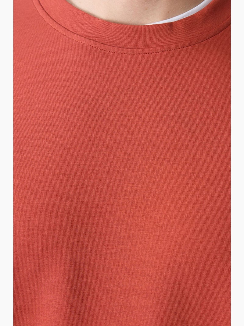 Sudadera lisa de hombre con cuello redondo tommy Terracota - Kiabi