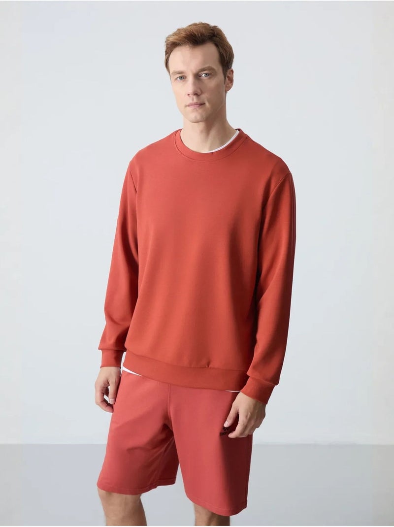 Sudadera lisa de hombre con cuello redondo tommy Terracota - Kiabi