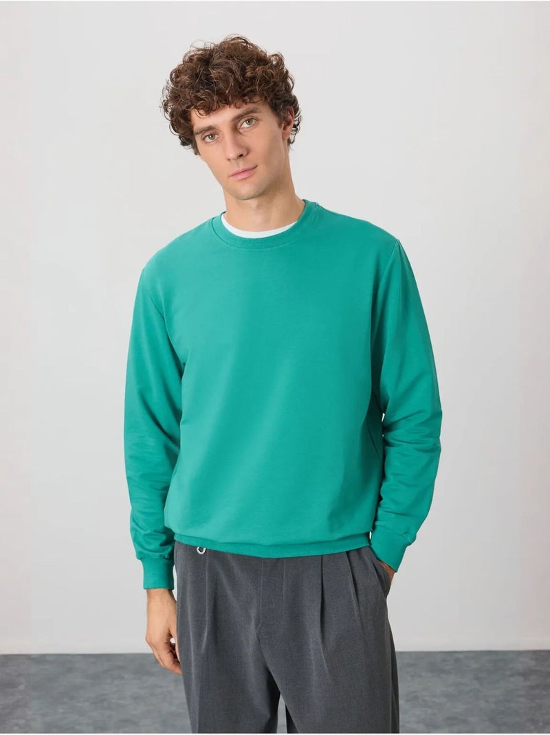 Sudadera lisa de hombre con cuello redondo tommy Verde esmeralda - Kiabi