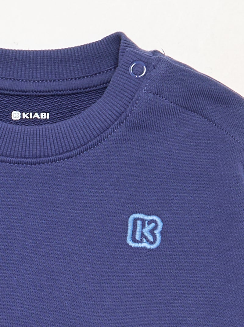 Sudadera lisa de manga larga de felpa sin cepillar para niño/a - Kiabi Azul - Kiabi
