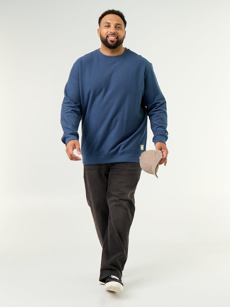 Sudadera lisa de punto acanalado Azul - Kiabi