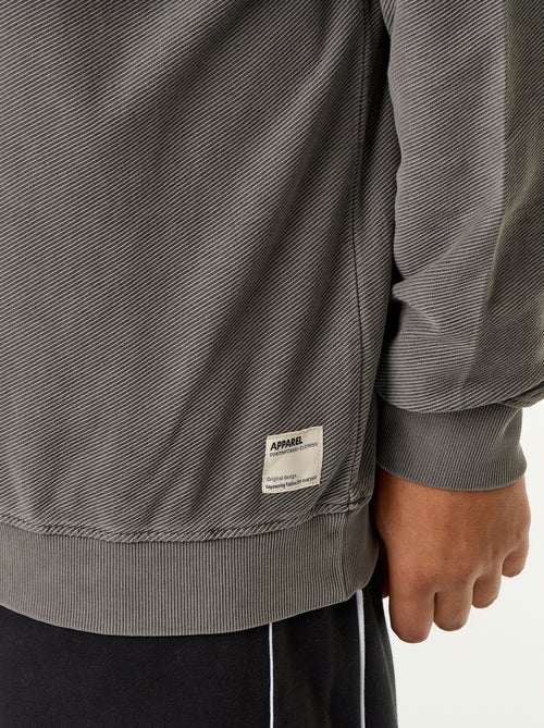 Sudadera lisa de punto acanalado - Kiabi Sudadera lisa de punto acanalado - Kiabi