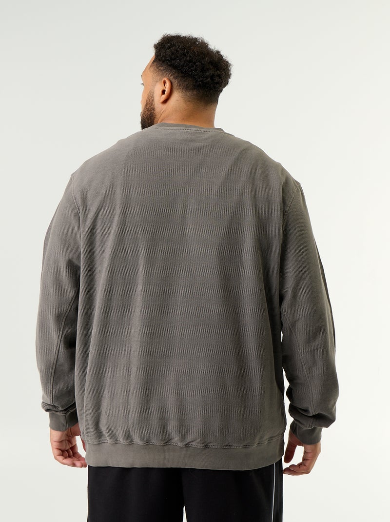 Sudadera lisa de punto acanalado Gris - Kiabi