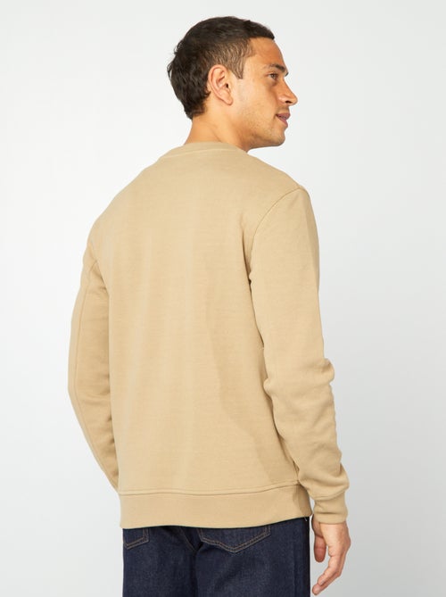 Sudadera lisa de punto de piqué con bolsillos con cremallera - Kiabi