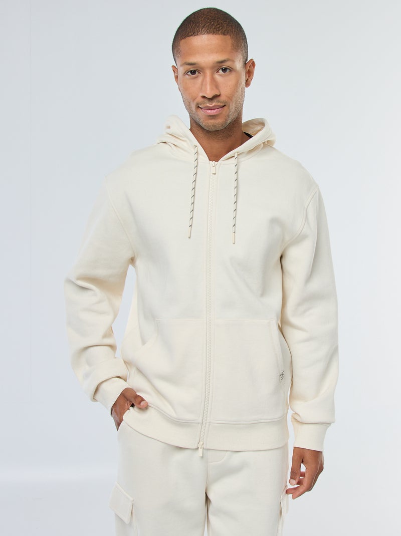 Sudadera lisa de punto de piqué con capucha Blanco - Kiabi