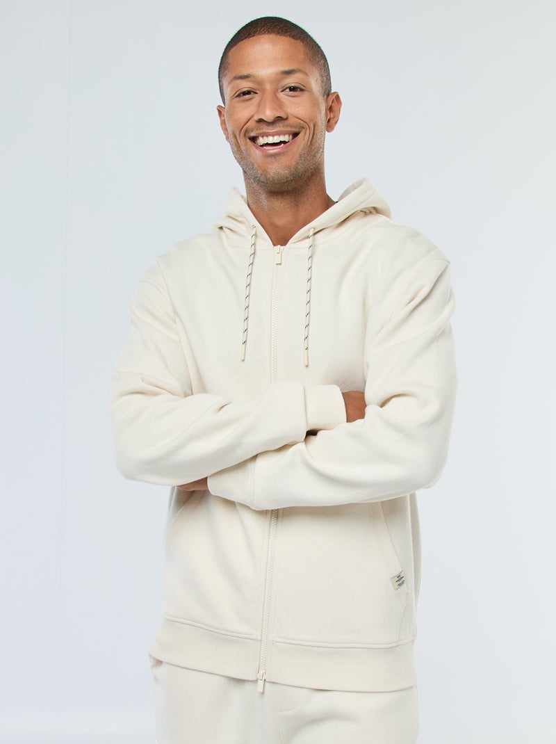 Sudadera lisa de punto de piqué con capucha Blanco - Kiabi