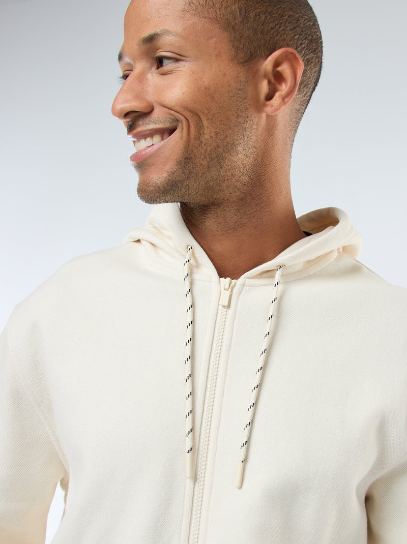 Sudadera lisa de punto de piqué con capucha Blanco - Kiabi