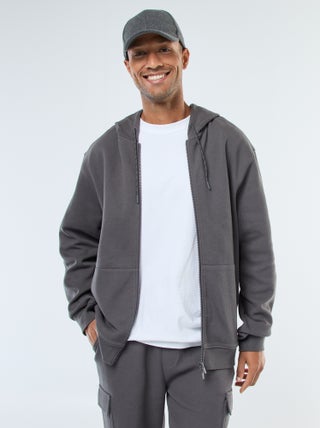 Sudadera lisa de punto de piqué con capucha