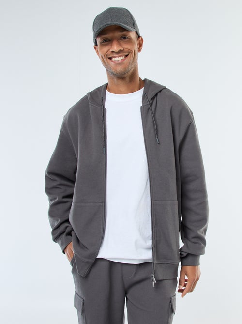 Sudadera lisa de punto de piqué con capucha - Kiabi