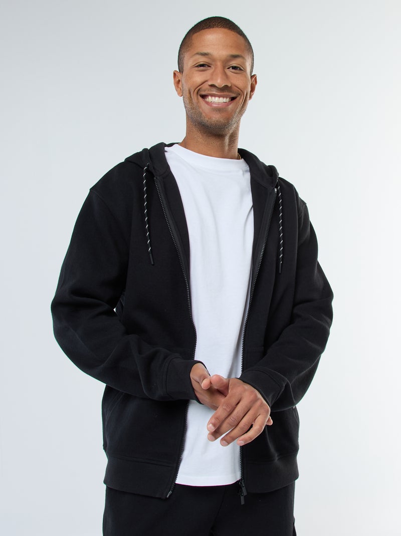 Sudadera lisa de punto de piqué con capucha negro - Kiabi