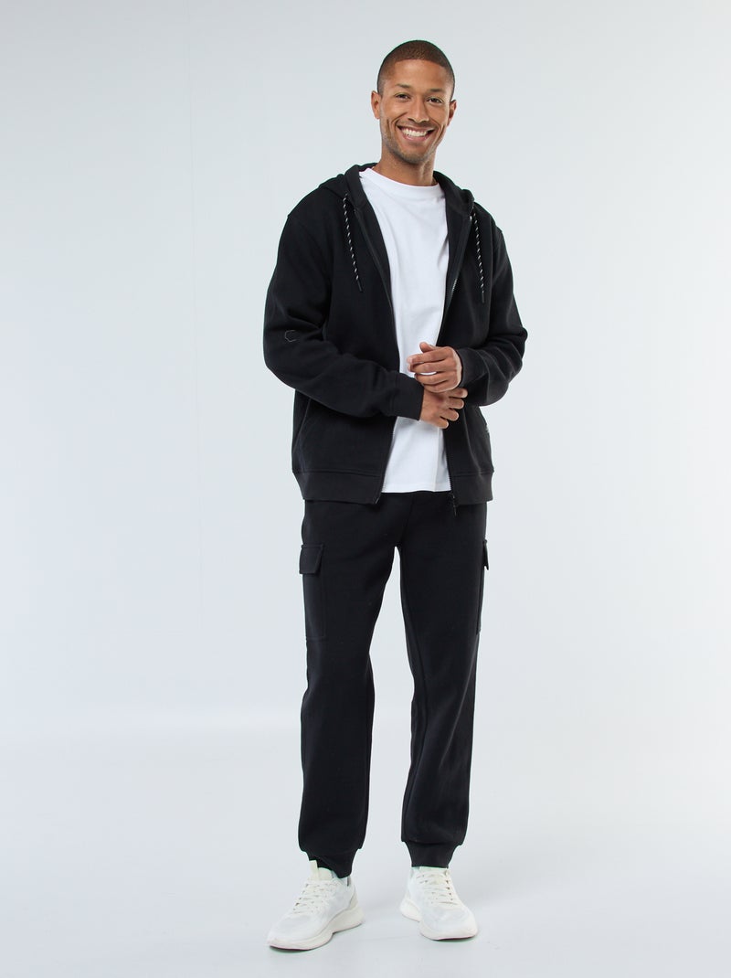Sudadera lisa de punto de piqué con capucha negro - Kiabi