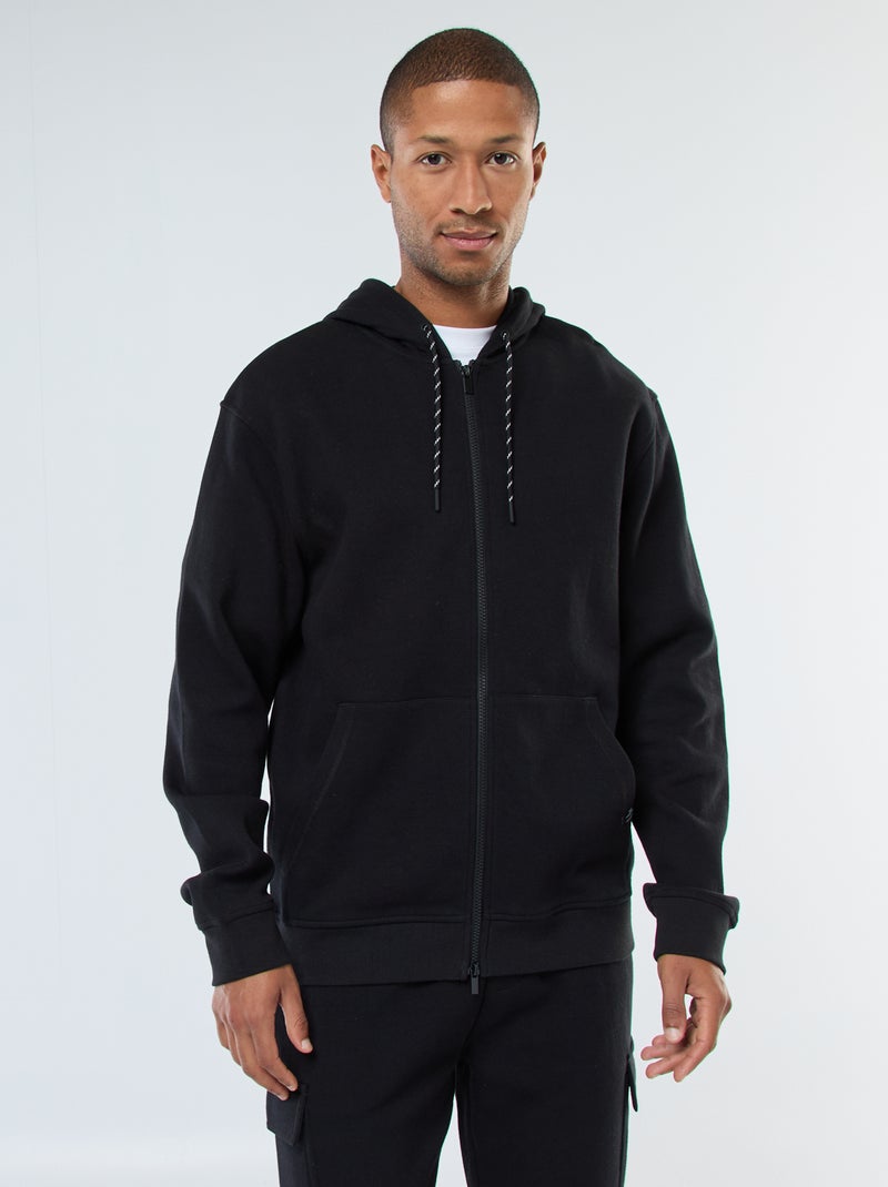 Sudadera lisa de punto de piqué con capucha negro - Kiabi