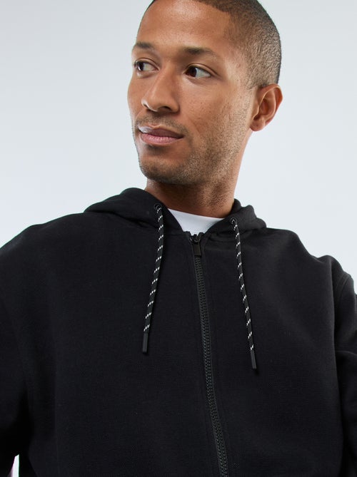 Sudadera lisa de punto de piqué con capucha - Kiabi