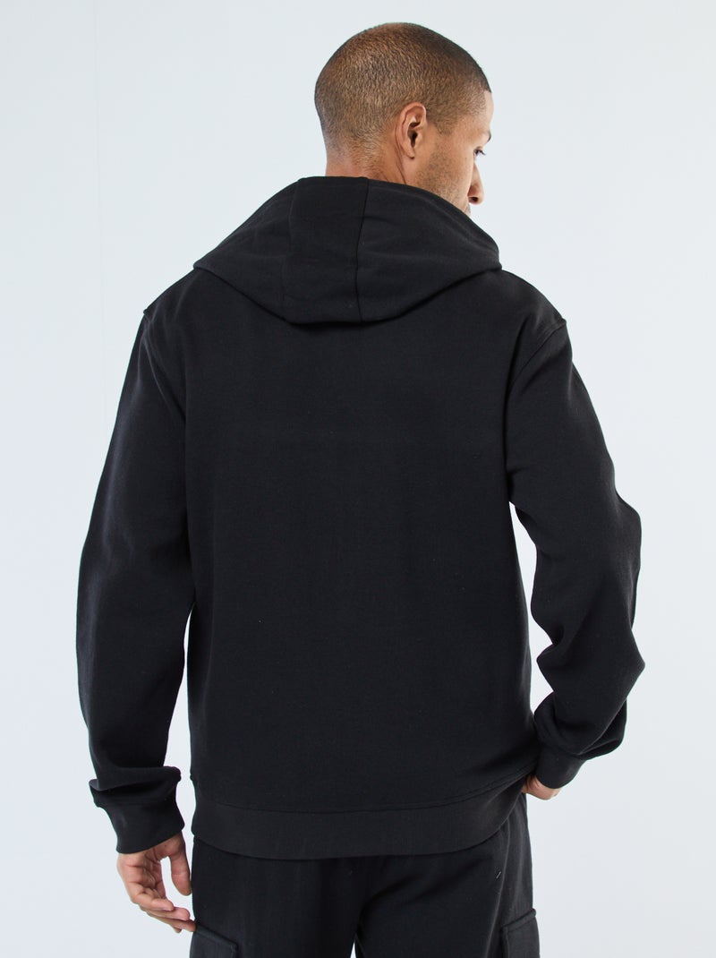 Sudadera lisa de punto de piqué con capucha negro - Kiabi
