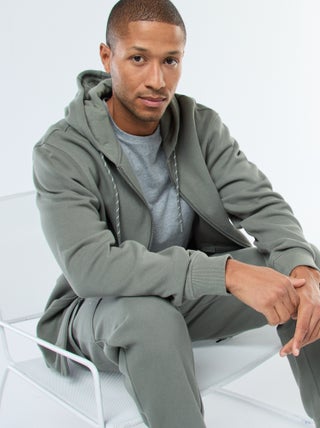 Sudadera lisa de punto de piqué con capucha