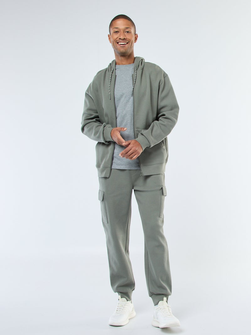 Sudadera lisa de punto de piqué con capucha Verde - Kiabi