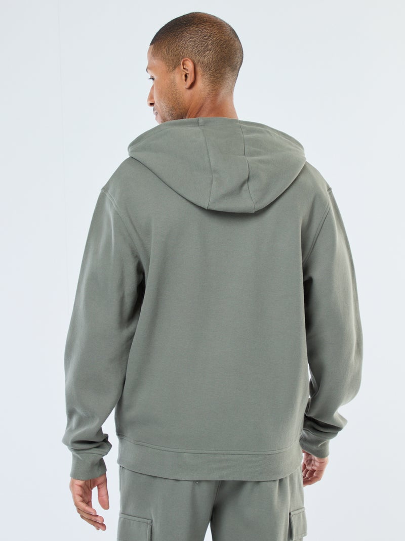 Sudadera lisa de punto de piqué con capucha Verde - Kiabi