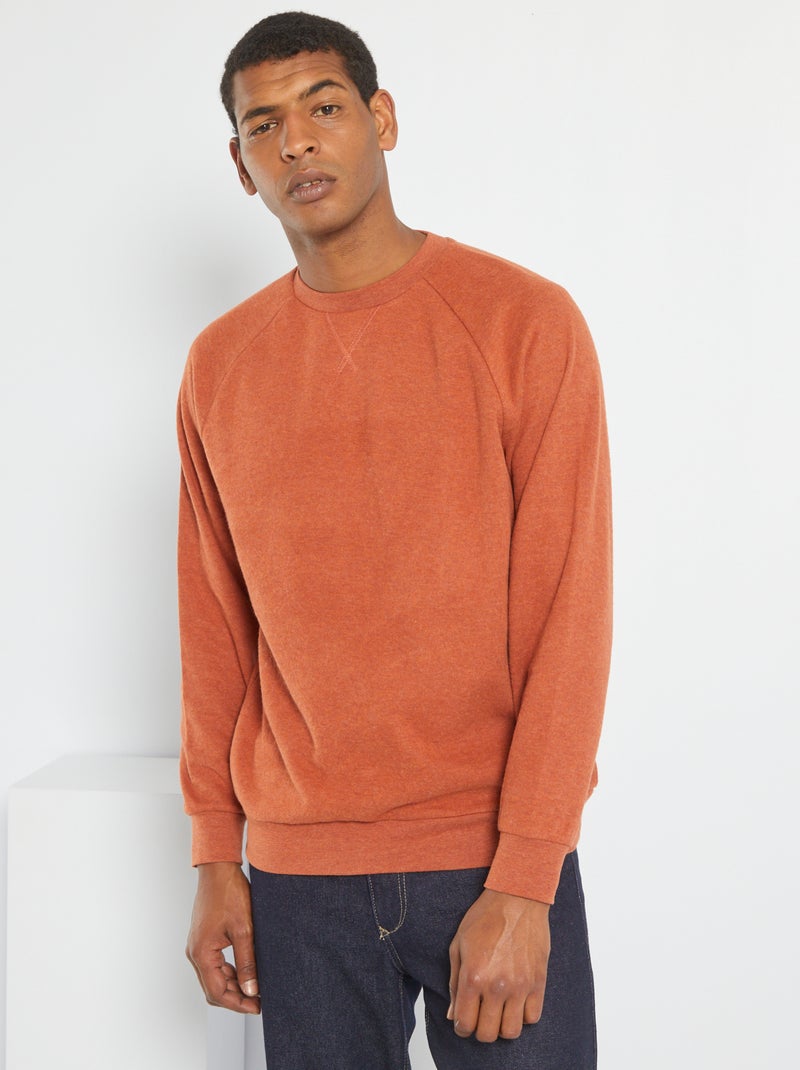 Sudadera lisa de punto suave NARANJA - Kiabi