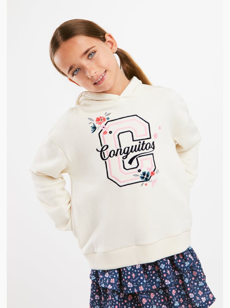 Sudadera Logo Tejido Afelpado Beige - Kiabi