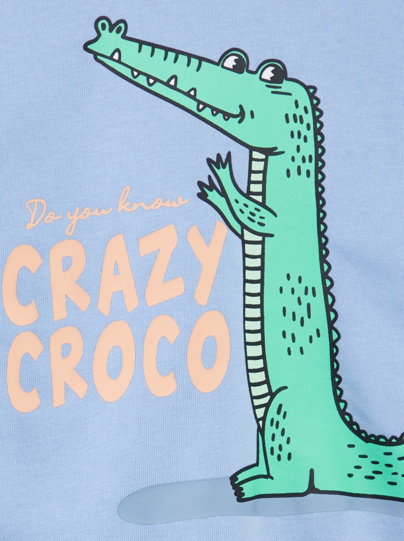 Sudadera loose de chándal con cuello redondo AZUL - Kiabi