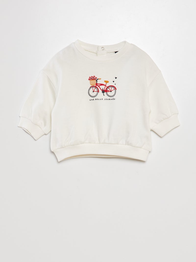 Sudadera loose estampada BLANCO - Kiabi