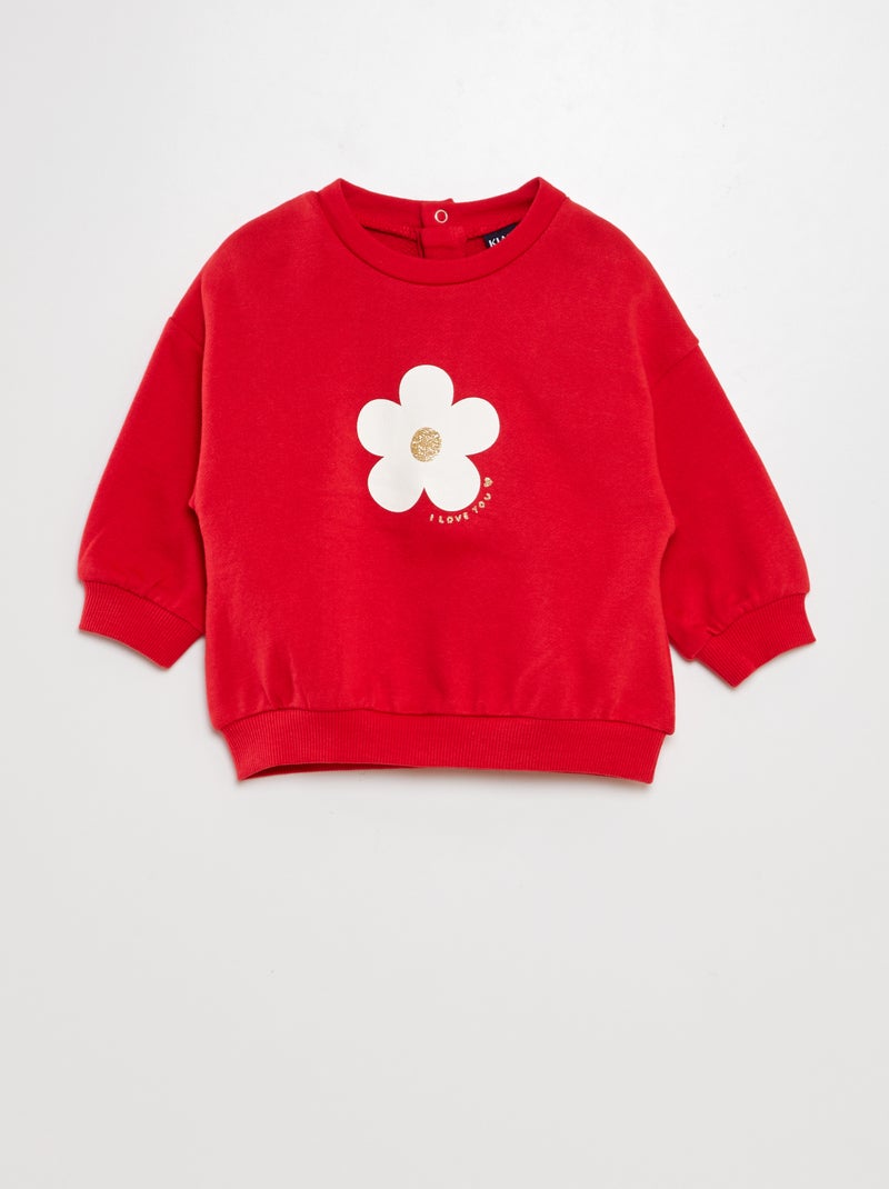Sudadera loose estampada ROJO - Kiabi