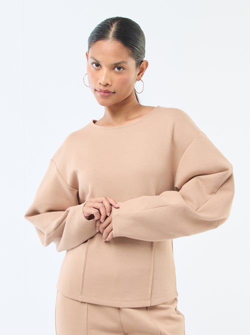 Sudadera mangas abullonadas con cuello redondo - Kiabi